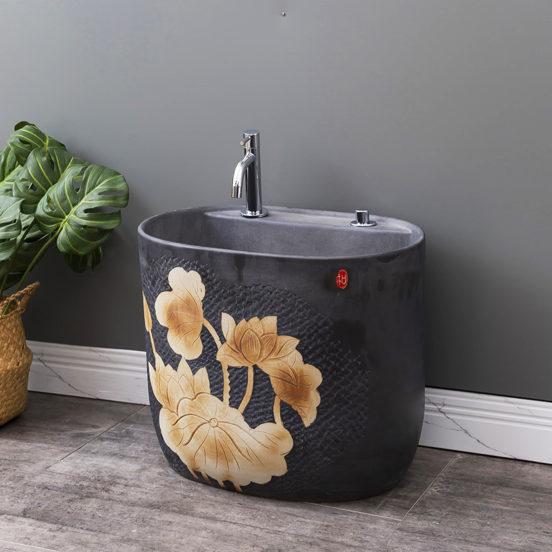 Retro courtyard mop pool Floor-to-ceiling balcony Powder room mop pool Basin with faucet One-piece mop pool Household