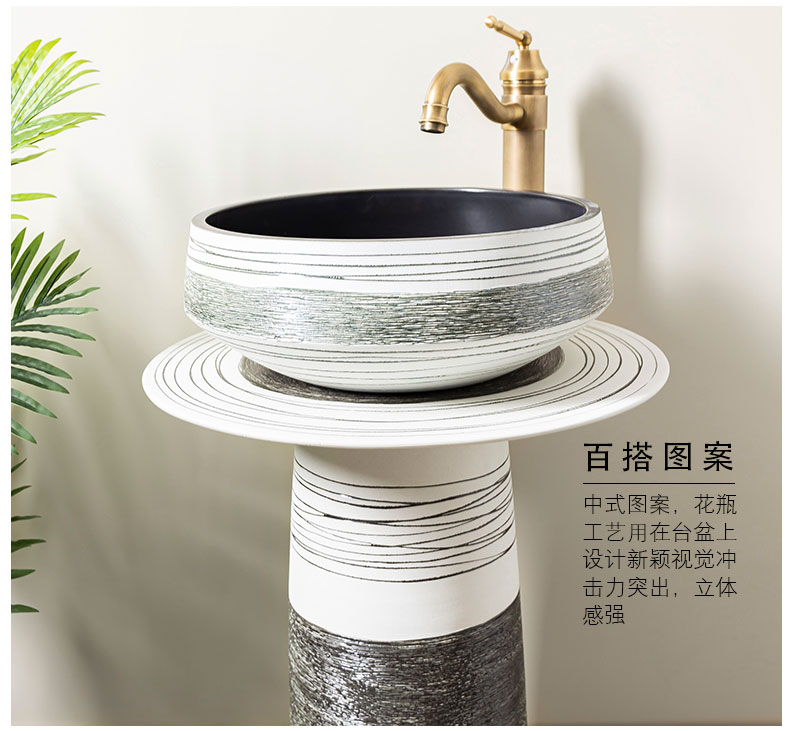 Pillar lavabo floor sink basin household basin of Pillar type lavatory is suing one ceramic column 3