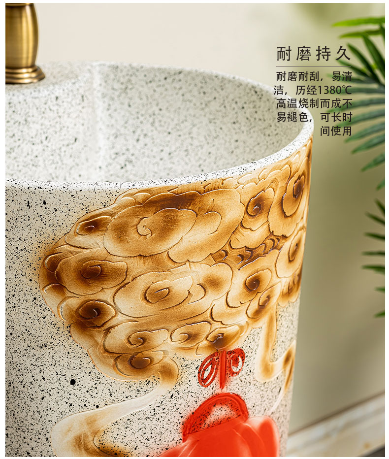 Pillar lavabo courtyard pool floor integrated basin balcony column basin ceramic lavatory toilet 6