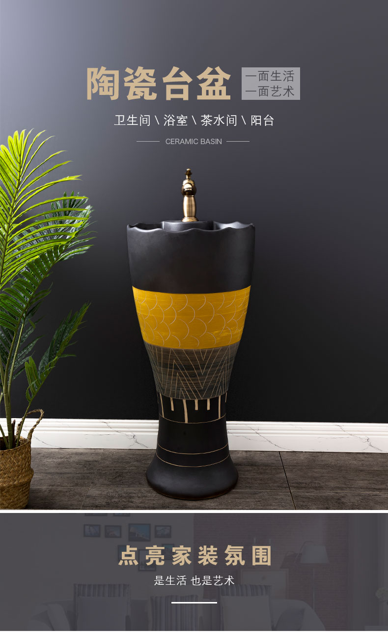 Ceramic basin floor balcony is suing the lavatory retro column pillar household toilet lavabo. 2