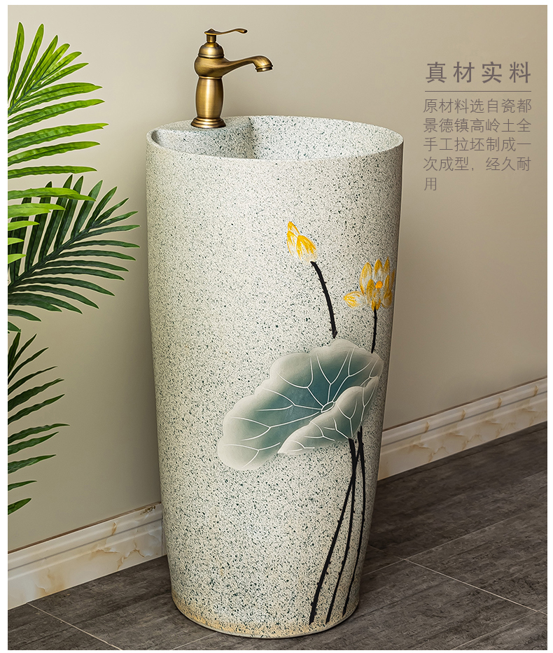 Basin of pillar type lavatory balcony column restoring ancient ways of household toilet lavabo Basin ceramic floor 4