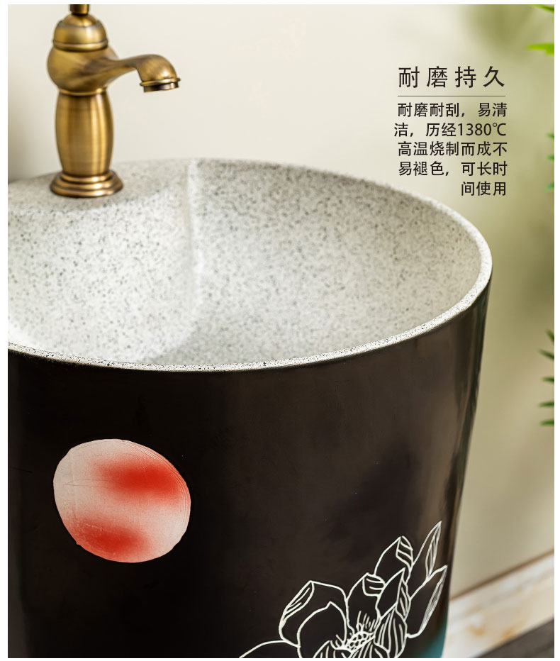 Pillar lavabo courtyard pool floor integrated basin bathroom balcony column basin ceramic lavatory 9