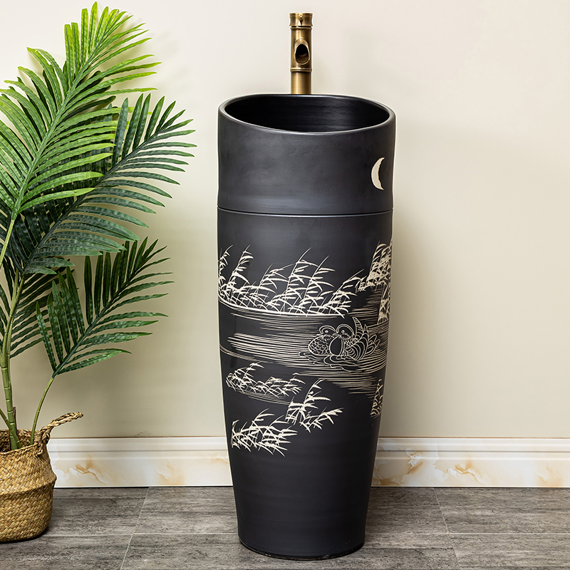 Pillar lavabo courtyard pool floor integrated basin balcony column basin ceramic lavatory toilet 5