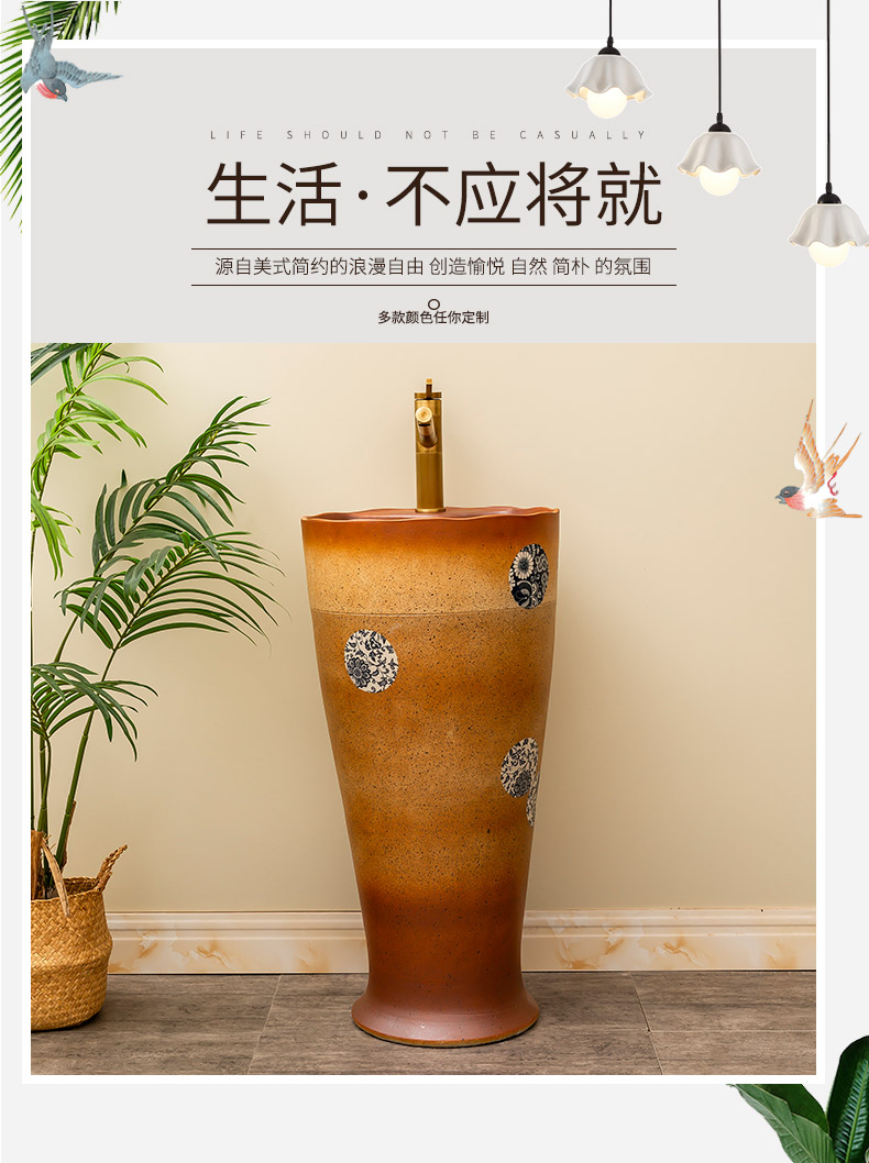 Retro ceramic column basin one balcony is suing patio floor type lavatory household toilet lavabo