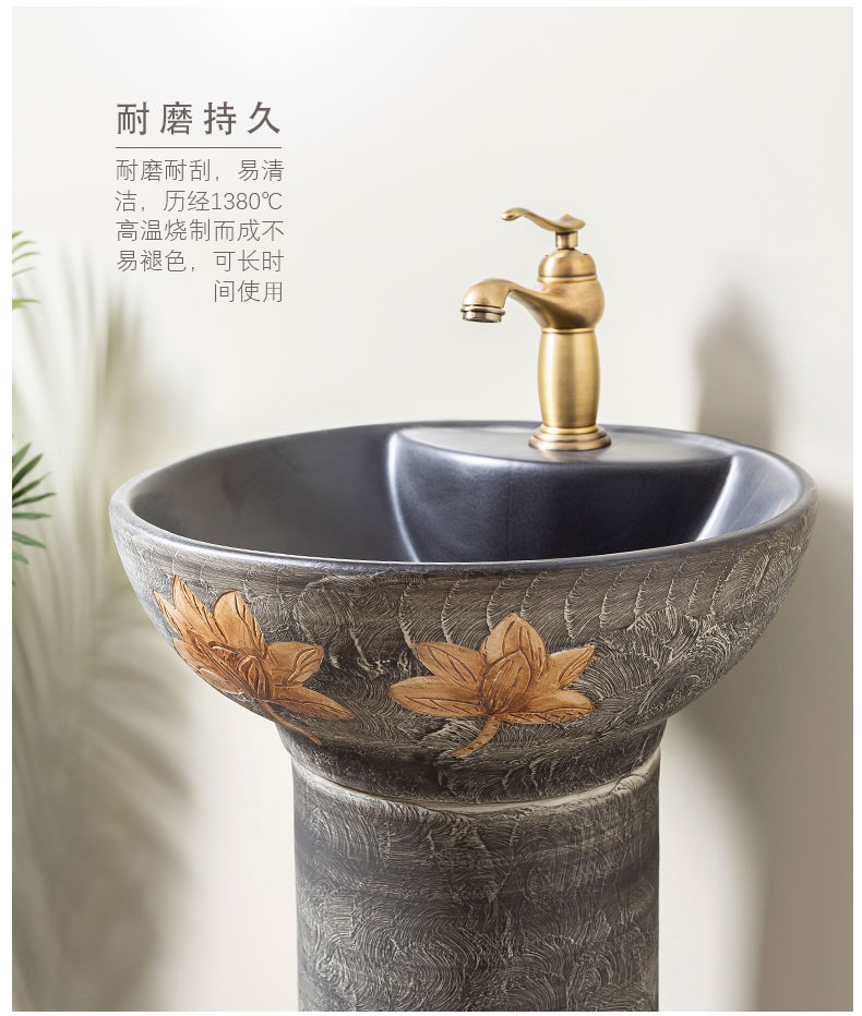 Pillar lavabo floor sink basin home Pillar type lavatory is suing ceramic basin of the post