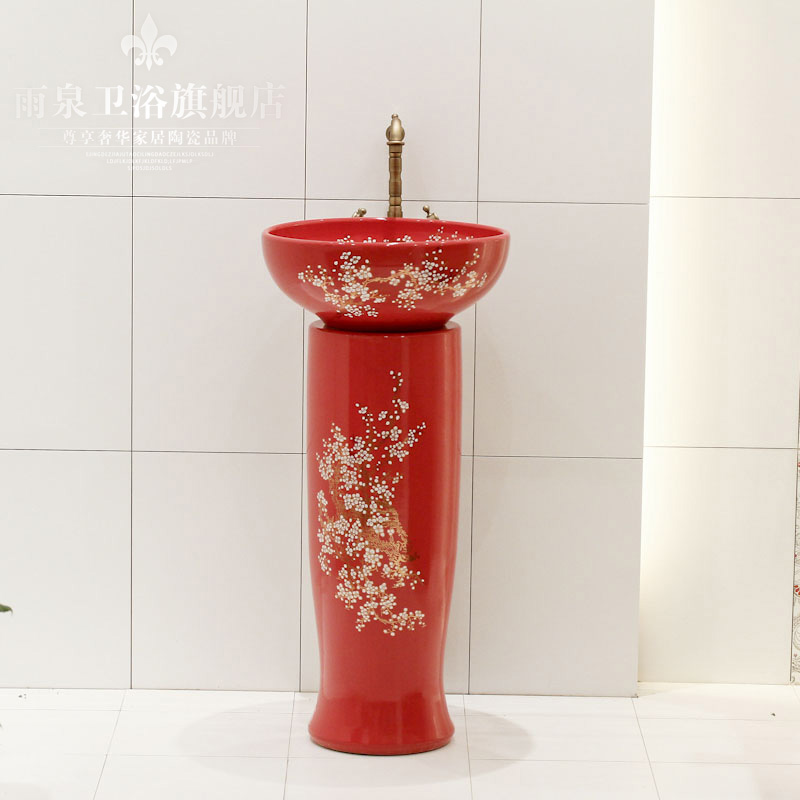 Jingdezhen art lavatory basin sink the lavatory basin the post column one - piece ceramics basin conjoined