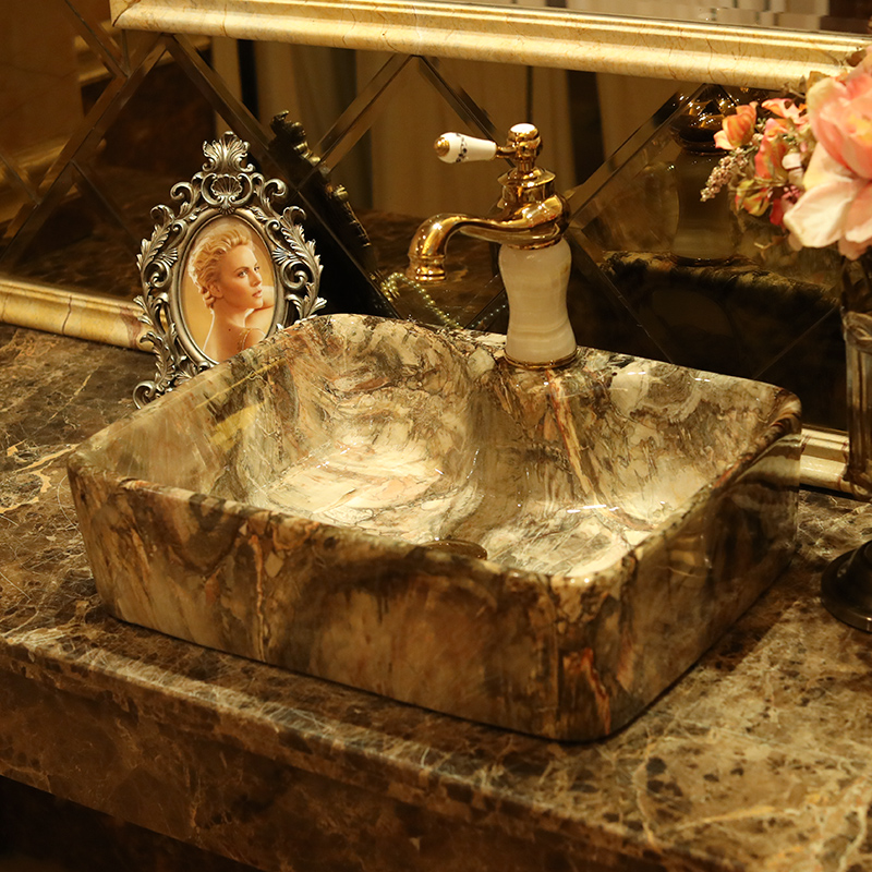 Continental basin art ceramics on the square of the basin that wash a face the sink imitation marbled bathroom restoring ancient ways