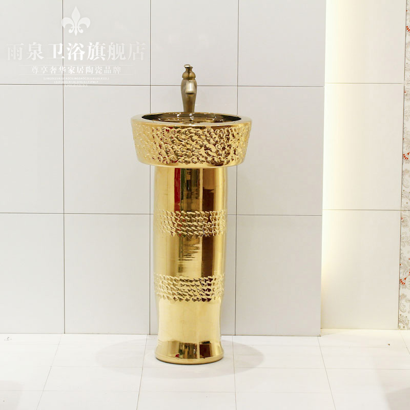 Spring rain jingdezhen art lavatory basin sink the post column basin floor type lavatory basin ceramics