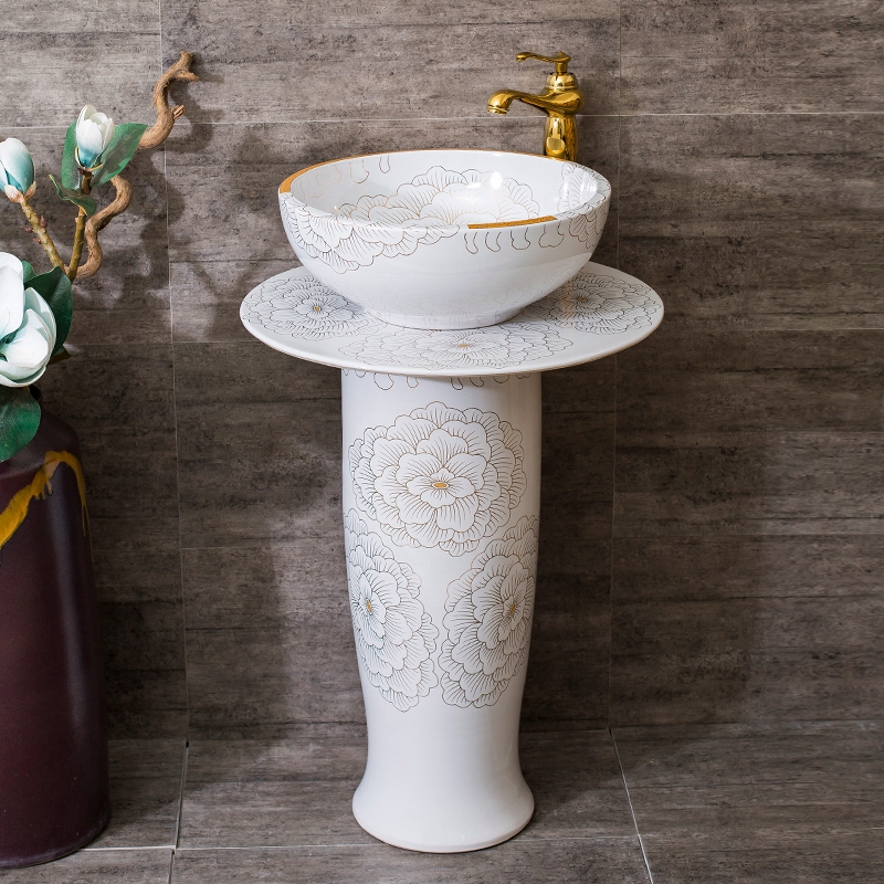 Ceramic column type lavatory floor toilet pillar lavabo contracted balcony basin sink