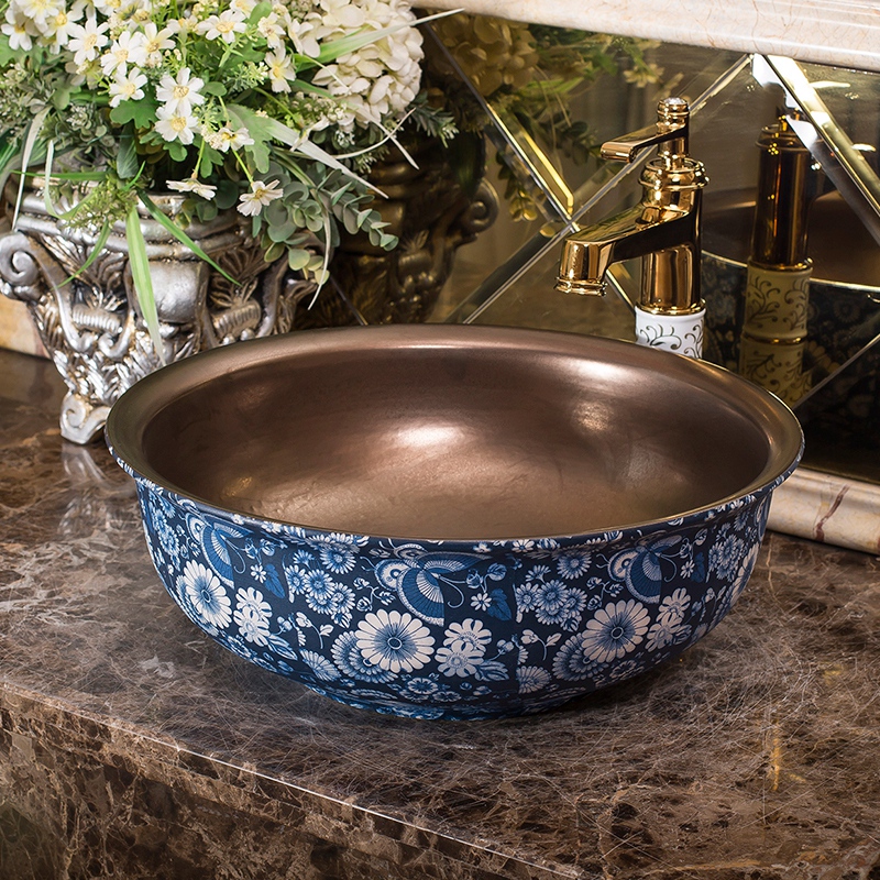 Jingdezhen ceramic balcony sink art basin Europe type restoring ancient ways round the lavatory toilet stage basin