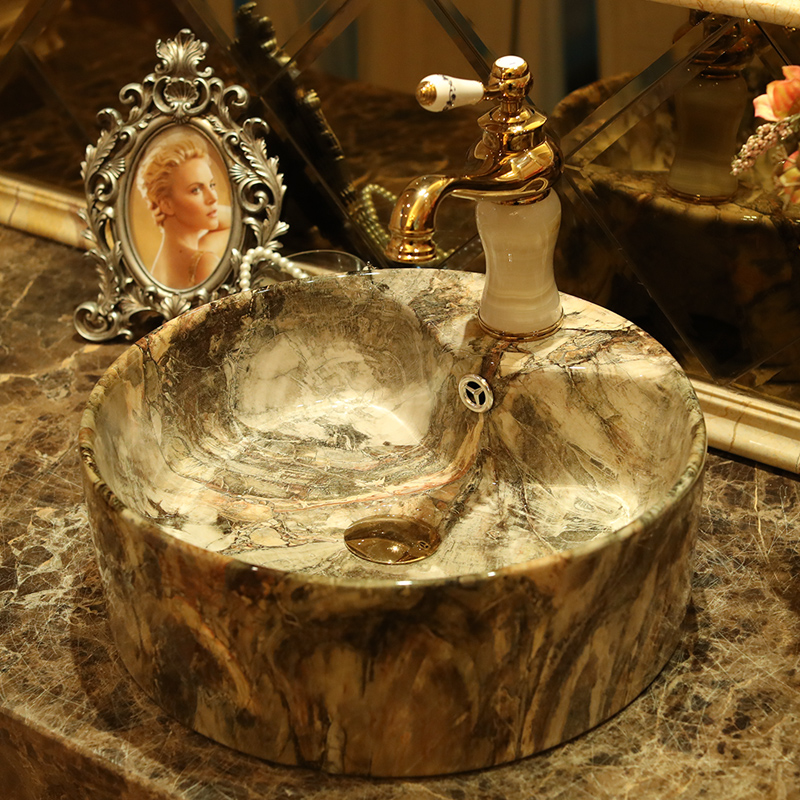 Spring rain ceramic art stage basin bathroom round European archaize lavabo contracted household bathroom sinks