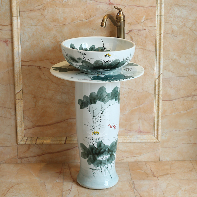 Jingdezhen ceramic column balcony fall type toilet bowl lavatory pillar lavabo art basin of the post