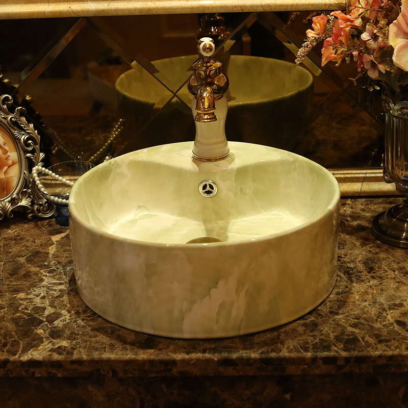 Jingdezhen ceramic lavatory archaize circular spillway hole European toilet lavabo artists stage basin