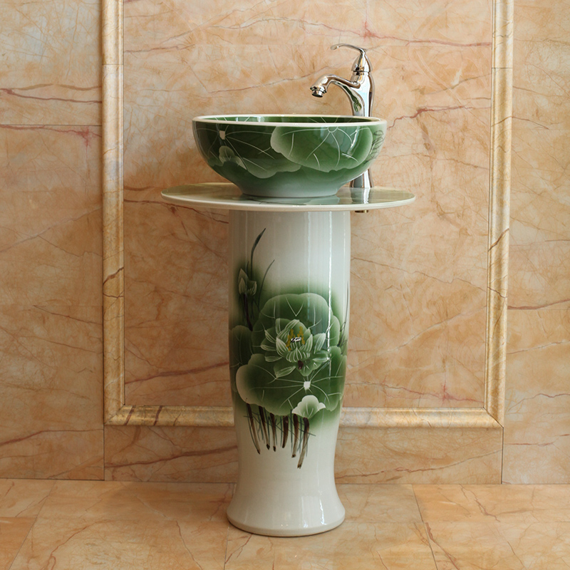 Basin Basin art ceramic pillar lavabo on the balcony one - piece toilet lavatory Basin sinks the pool