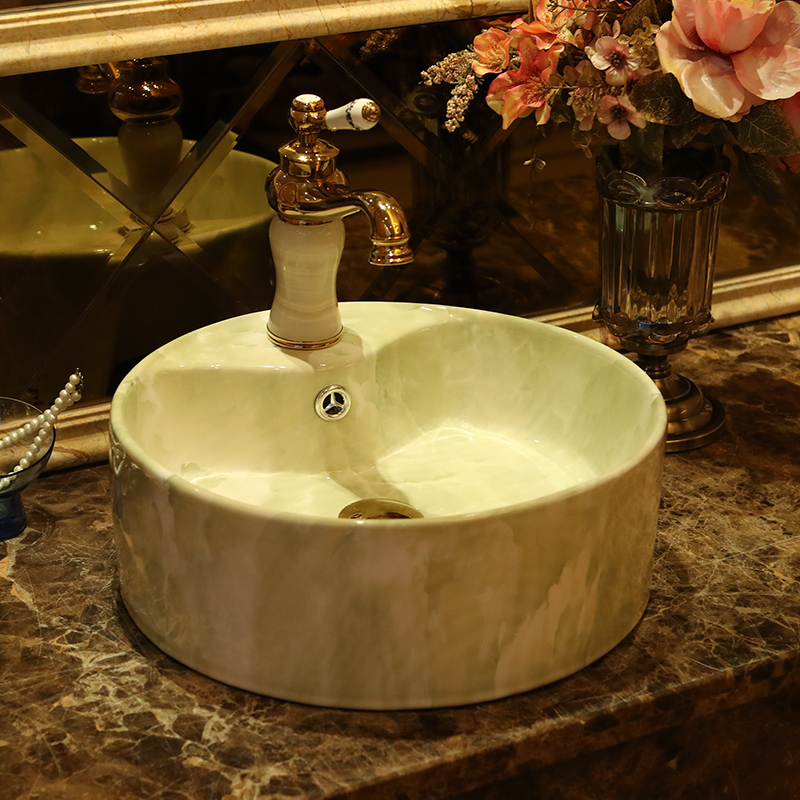 Jingdezhen ceramic lavatory archaize circular spillway hole European toilet lavabo artists stage basin