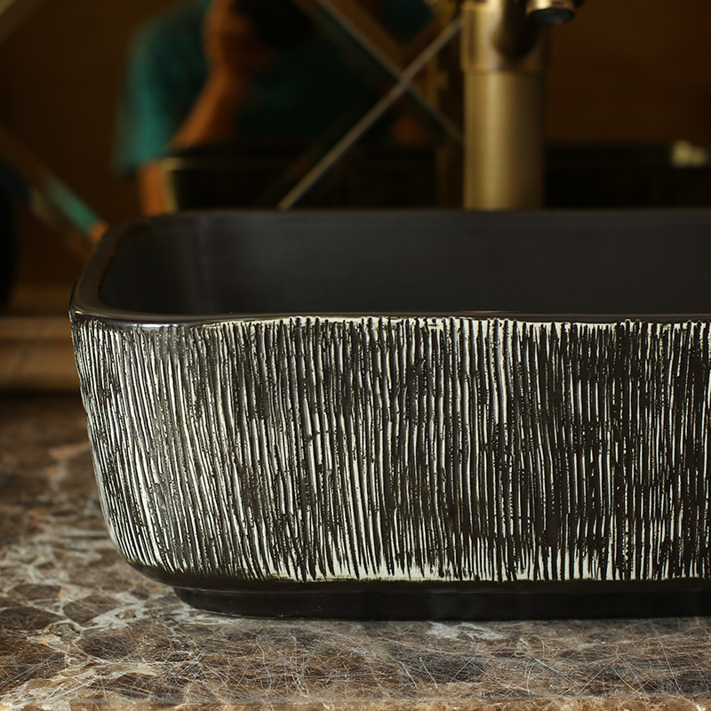 Jingdezhen ceramic stage basin square carved antique toilet lavatory sink glaze increased thickening