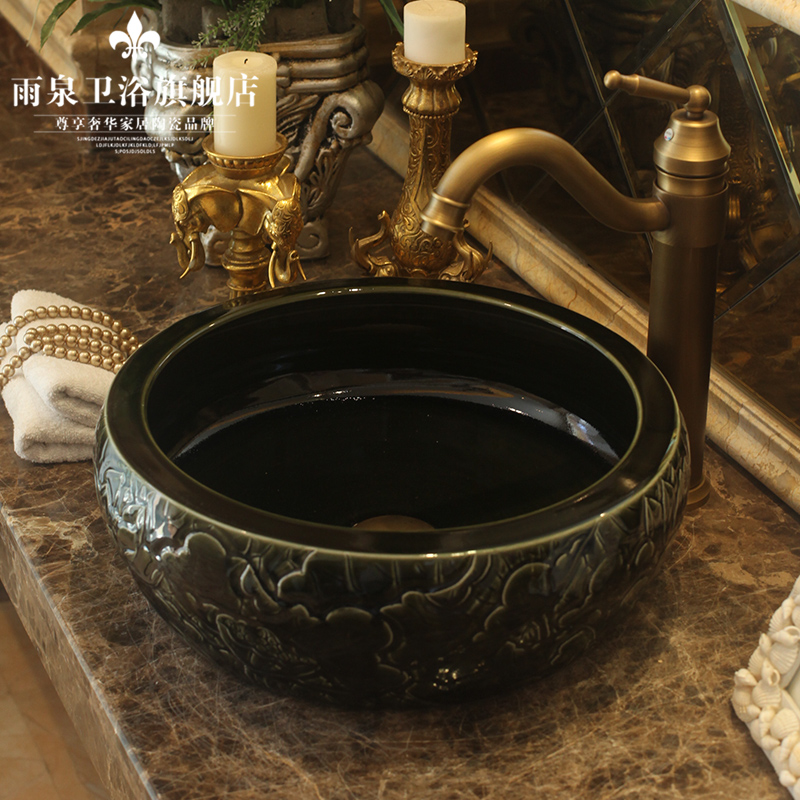 Jingdezhen ceramic stage basin art waist drum Europe type restoring ancient ways hand - carved the lavatory toilet lavabo