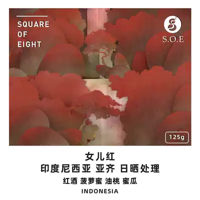 Eight square Indonesian daughter red wine honeydew melon flavor Sun boutique hand-punched coffee beans 125g