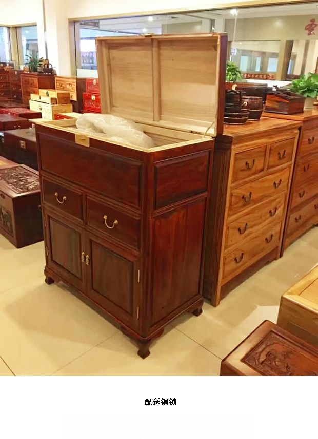 Lá nhỏ long não gỗ tủ ngăn kéo năm xô nhà bếp Trung Quốc rắn gỗ lưu trữ hộp phòng ngủ ánh sáng bảng đồng bằng lật tủ - Cái hộp hộp gỗ