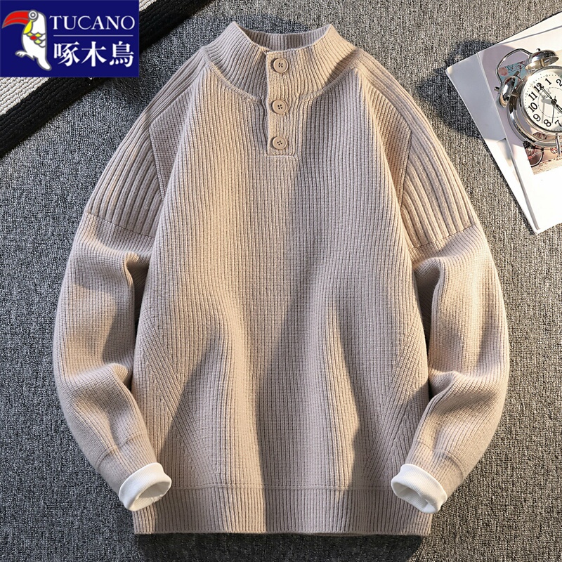 Woodpecker Men's Half-Turtleneck Autumn/Winter Sweater Knit Pullover Casual Base Layer Warm Top Trendy Woodpecker Men's Half-Turtleneck Autumn/Winter Sweater Knit Pullover Casual Base Layer Warm Top Trendy