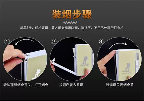 20 que gồm 10 bao thuốc lá, nhẹ hơn, tự động, khói, xách tay, chống gió, siêu mỏng, chống gió, hộp đựng thuốc lá cá nhân - Bật lửa hột quẹt bật lửa