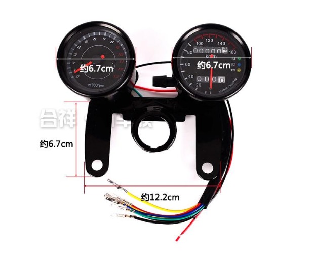 Xe máy đo tốc độ điện tử lắp ráp dụng cụ chỉnh sửa retro với đèn LED phổ 12V mặt đồng hồ xe wave alpha