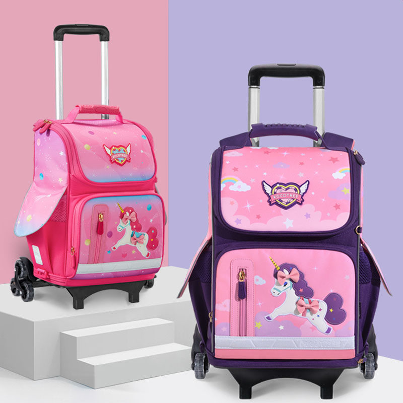 KK tree elementary school student pull pole school bag girl 123 to 6th grade children cartoon backpack 6-12 years old waterproof Korean