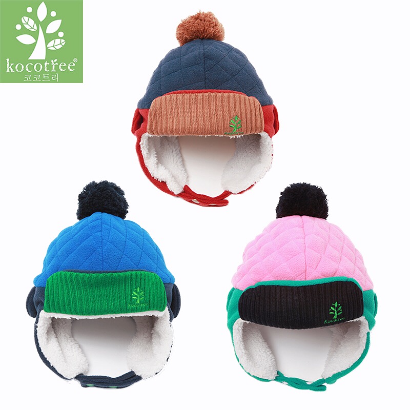 KK tree children's hat winter baby autumn winter boy girl child Korean version plus fleece warm ear protector Lei Feng hat tide