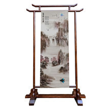 Exhibition show rack poster floor stand black painting exhibition shelf New Chinese solid wood middle island museum medieval shelf