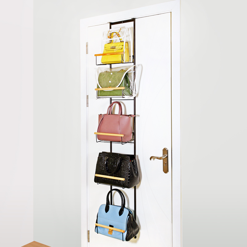 Bag hanger behind the door Wardrobe storage artifact Bedroom Home side hanging bag rack wall hanging storage bag rack