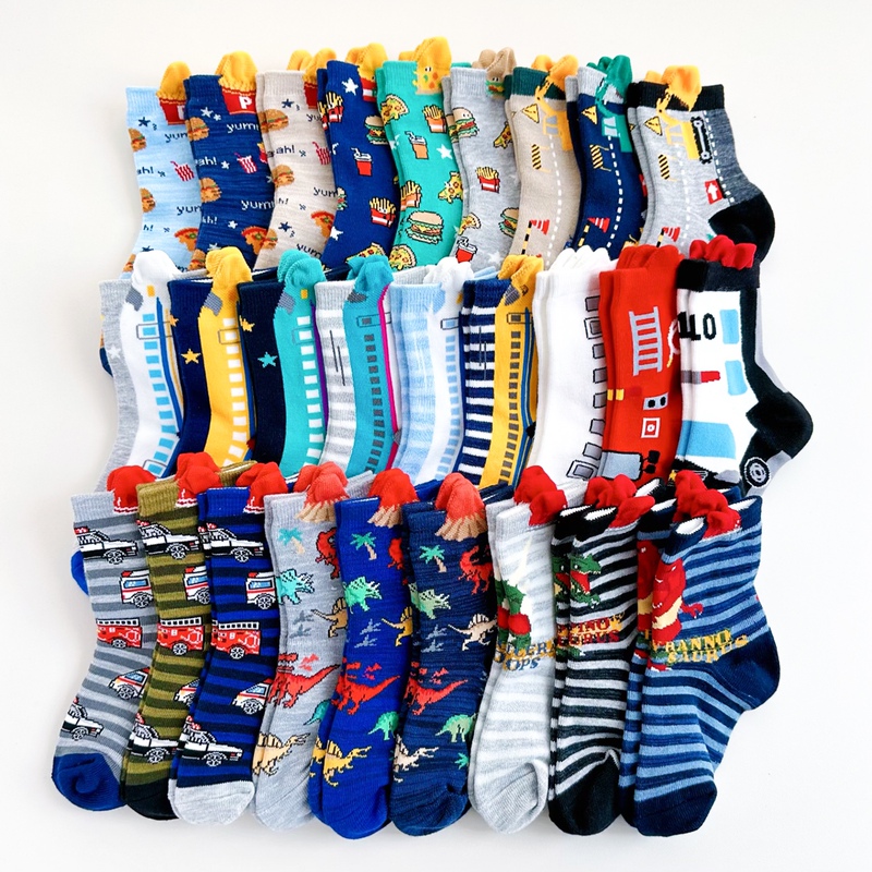 Foreign Trade Children's Socks for Boys, Spring, Autumn, and Winter 3D Socks with Excavator, Dinosaur, and Car Designs, Japanese Style Children's Socks, Sizes 15-20 Foreign Trade Children's Socks for Boys, Spring, Autumn, and Winter 3D Socks with Excavator, Dinosaur, and Car Designs, Japanese Style Children's Socks, Sizes 15-20