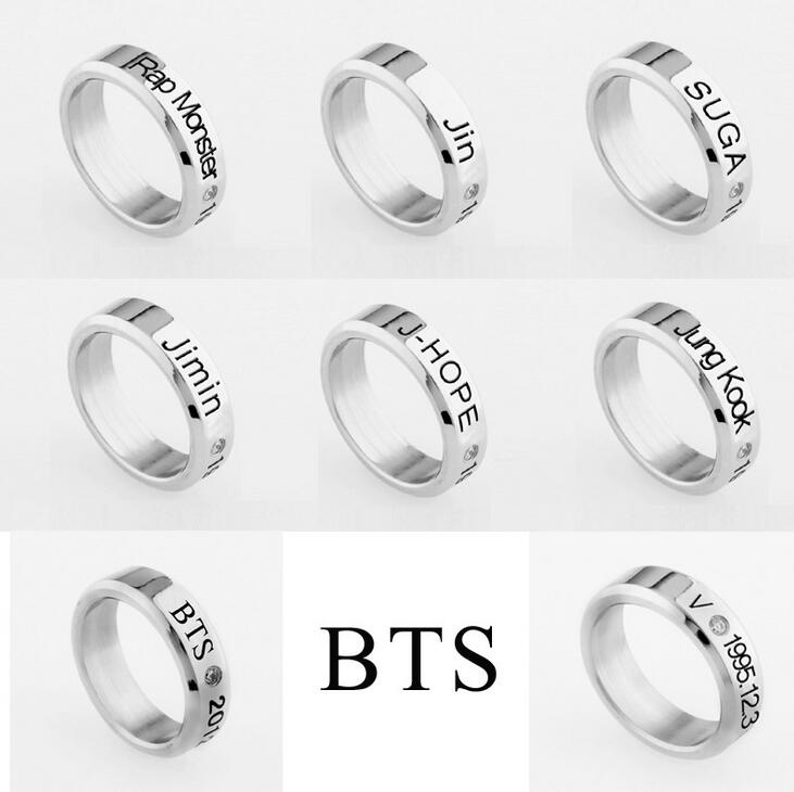 BTS bulletproof thanh thiếu niên giải đấu chính thức với xung quanh cá nhân + tập thể titanium thép với kim cương vòng sao nổ