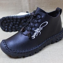 Old Beijing Cloth Shoes Womens Shoes Middle Bunch Flat Bottom Soft Bottom Soft Face Women Single Shoes Lace Set Foot Shoes Casual Shoes Fashion 100 hitch