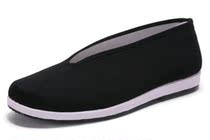 Old Beijing cloth shoes comfortable and breathable round mouth set foot mens single shoes Soft bottom loose black working shoes Increase code 4647
