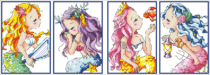 (Zhang Xiaolang) Cross-stitch DMC R line self-equipped cartoon character card set to send the corner guard long mermaid