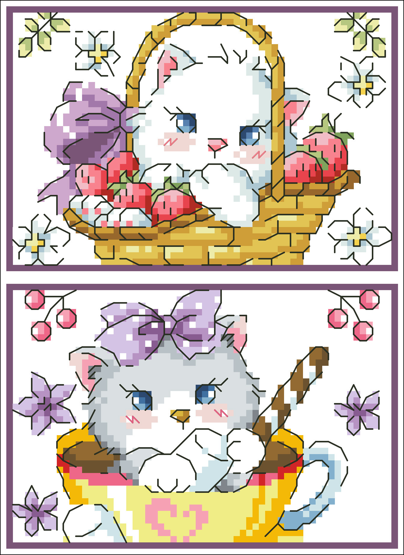 (Zhang Xiaoliang) Cross-embroidered DMC R line self-worthy cartoon character cutting sleeve for a protective corner gourmet cat