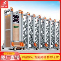 304 stainless steel electric telescopic door automatic remote control sliding bar grid door burglar-proof electric gate school factory door