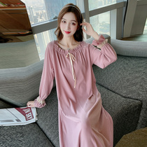 2021 New nightdress women Spring and Autumn long cotton long sleeve sweet loose modal pajamas fashion foreign net red