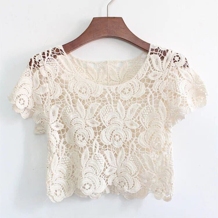 Summer Short Shawl, Thin Crochet Hollow Short-Sleeved Lace Blouse, Versatile Short Jacket, Sun Protection Clothing for Women Summer Short Shawl, Thin Crochet Hollow Short-Sleeved Lace Blouse, Versatile Short Jacket, Sun Protection Clothing for Women
