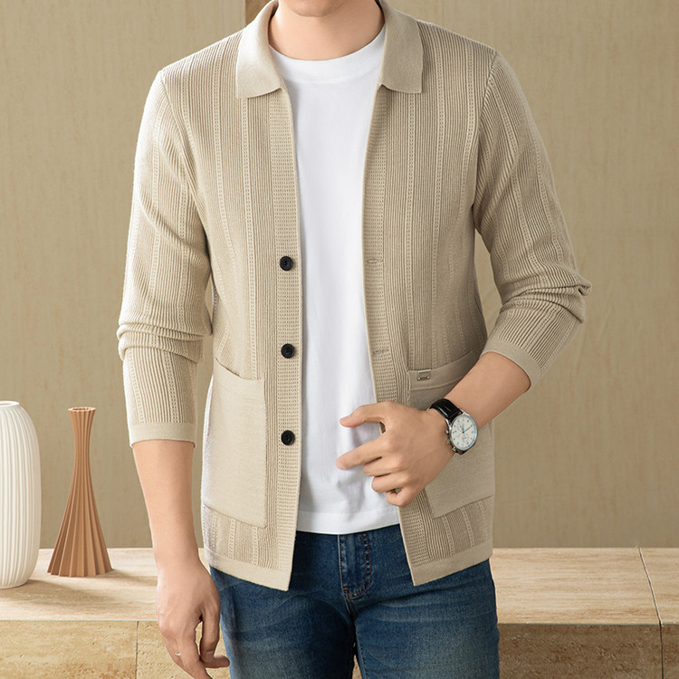 Spring and Autumn Korean Style Cardigan Sweater Jacket Men's Lapel Casual Suit Knitwear Outerwear Jacket Men's 2026 New Style