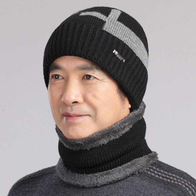 Middle-aged and elderly hat men's winter knit hat for old man hat winter old man Grandpa Warm Protective Ear Thickened Dad Hat