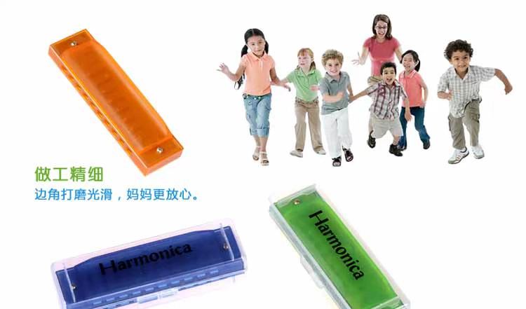 Harmonica nhựa nguyên bản đóng hộp Orff chơi nhạc cụ 10 lỗ trẻ em Harmonica nhạc trẻ giáo dục sớm đồ chơi