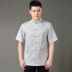 Trung niên cha cưới hè trang phục lễ hội áo đỏ ông nội retro phong cách quốc gia Tang phù hợp với áo sơ mi ngắn tay bộ dân tộc đẹp Trang phục dân tộc