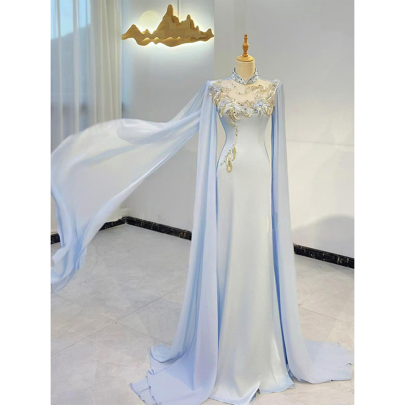 Ethnic Vocal Arts Exam Performance Costume, Guzheng Performance, 2026 New Model, Annual Meeting Host, High-End Elegant Evening Dress, Summer