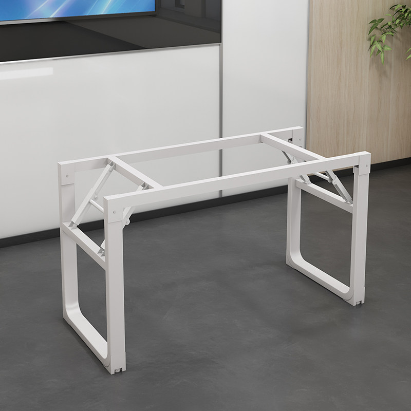 Folding table shelf Long table double table frame iron frame table legs single layer table legs simple table white bracket-Taobao