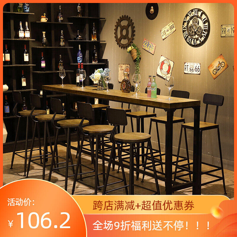 Bar Tables Home Modern Minima Balcony Iron Art Solid Wood Square Custom Strip Table High Foot Table Coffee Milk Tea Shop