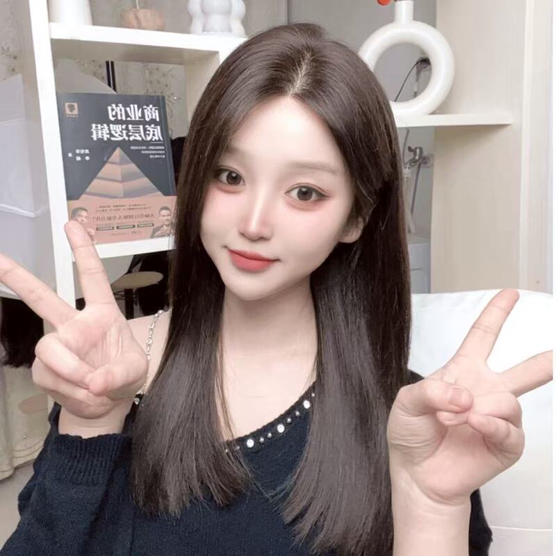 Mi Qi Real Hair Wig for Women, Full Head Wig, Natural Black Long Straight, Invisible Seamless Lace Hand-Tied Real Human Hair Wig