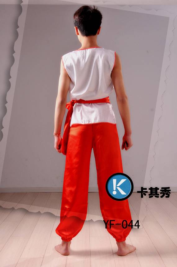 Bộ đồ nam ngắn tay màu đỏ mới của Yangge Han trang phục trống sân khấu trang phục võ thuật quốc gia quần áo thời trang nam nữ