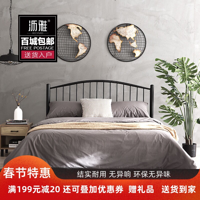 Nordic simple iron frame bed B&B net red 1.5 meters single double small apartment bedroom ins wrought iron bed thick iron bed