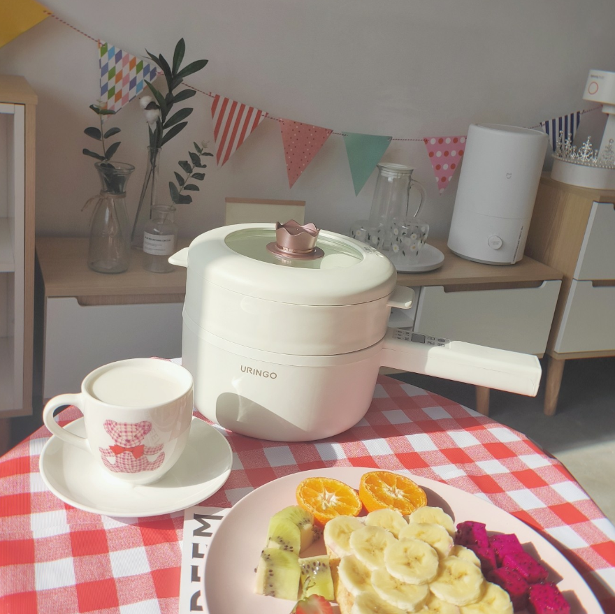 Color Tinking URINGO Electric Cooking Pot Flagship Store Multi-functional non-sticky pan household cooking pot small electric hot pot